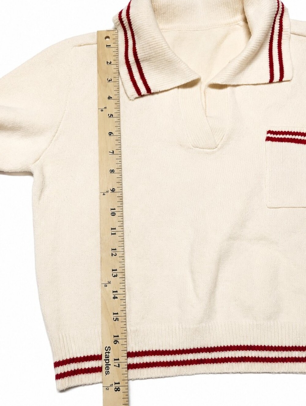 Cider Cream Burgundy Stripe Knit Polo Top Size Small NWT - Picture 4 of 7